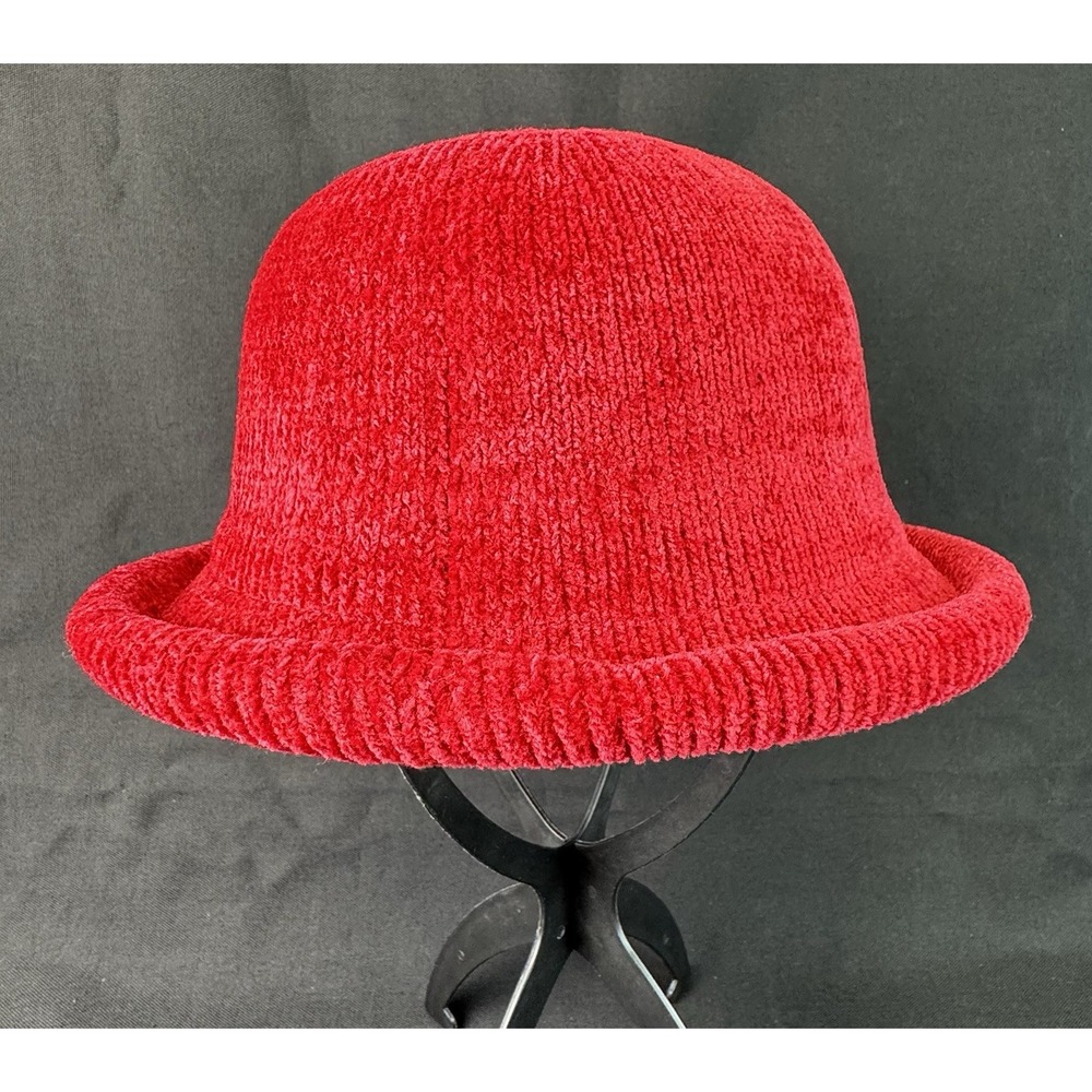 Vibrant Red Knit Women's Hat Church Casual